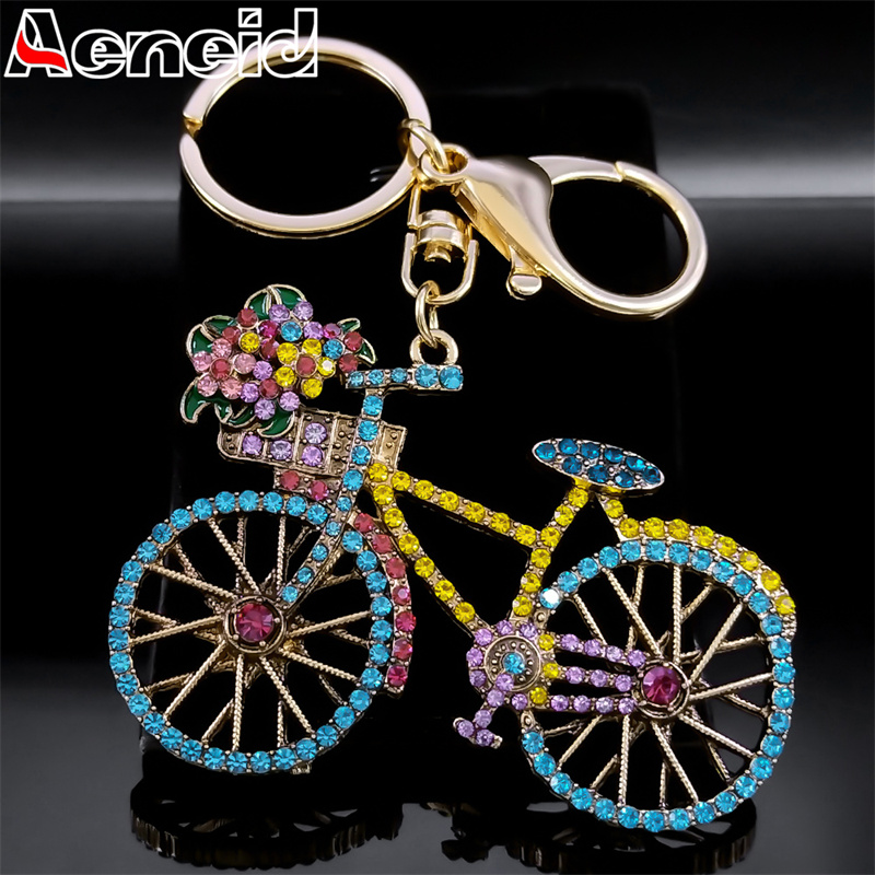 Yellow Cycling Gear - LLavero de bicicleta de cristal colorido