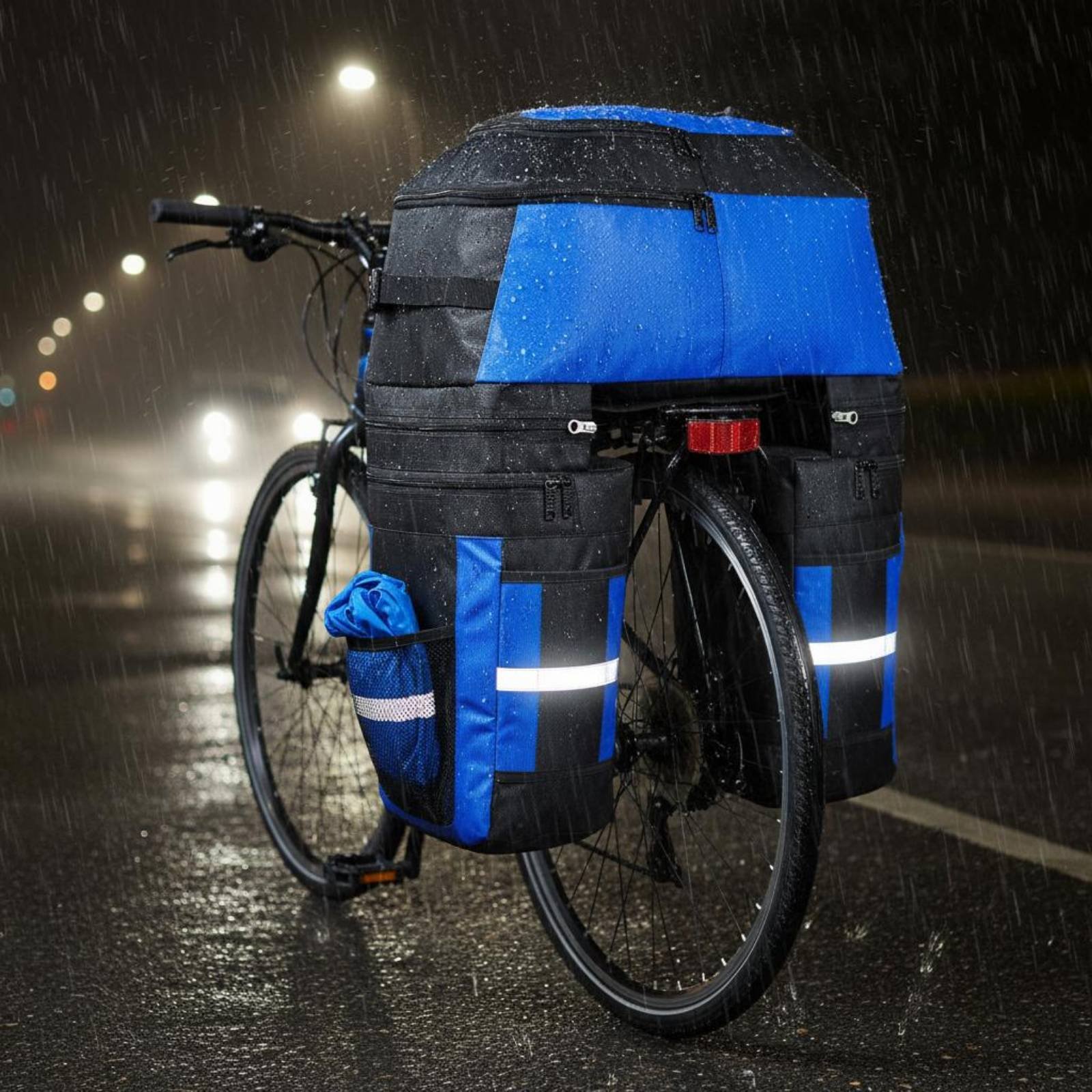 Cycling Gear In Rain - Bolsa para portaequipajes trasero con cubierta
